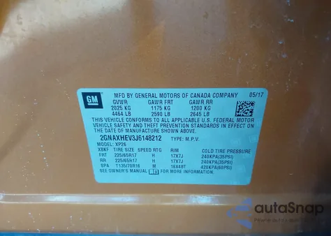 2018 Chevrolet Equinox Ls из США, поврежденный, VIN 2GNAXHEV3J6148212